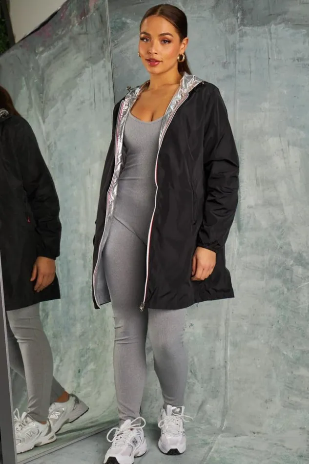 Women Veste Impermable MiLongue Rversible Noire Ou Gris Mtallis Black Brentiny Paris Jackets Women Veste Impermable MiLongue Rversible Noire Ou Gris Mtallis Black Brentiny Paris Jackets