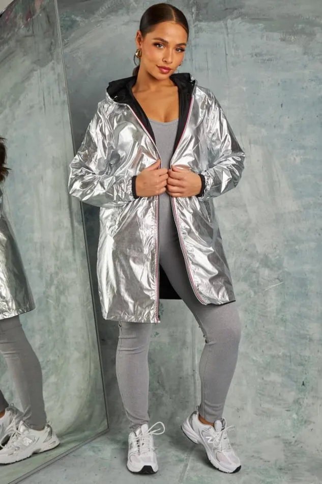 Women Veste Impermable MiLongue Rversible Noire Ou Gris Mtallis Black Brentiny Paris Jackets Women Veste Impermable MiLongue Rversible Noire Ou Gris Mtallis Black Brentiny Paris Jackets