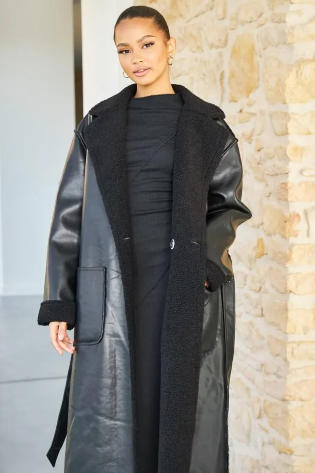 Women Veste Longue Aviateur Noire Peau De Mouton Ceinture Black Brentiny Paris Jackets Women Veste Longue Aviateur Noire Peau De Mouton Ceinture Black Brentiny Paris Jackets