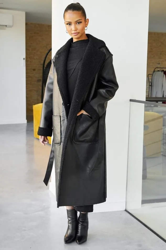 Women Veste Longue Aviateur Noire Peau De Mouton Ceinture Black Brentiny Paris Jackets Women Veste Longue Aviateur Noire Peau De Mouton Ceinture Black Brentiny Paris Jackets