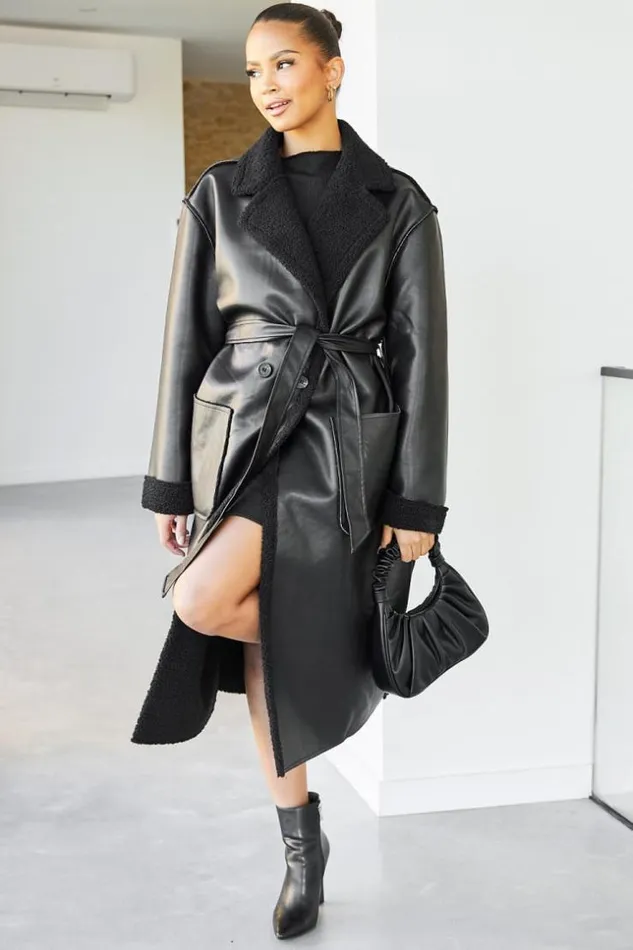 Women Veste Longue Aviateur Noire Peau De Mouton Ceinture Black Brentiny Paris Jackets Women Veste Longue Aviateur Noire Peau De Mouton Ceinture Black Brentiny Paris Jackets