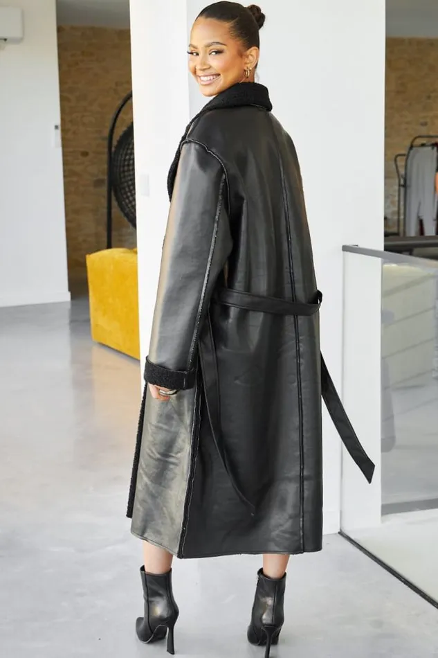 Women Veste Longue Aviateur Noire Peau De Mouton Ceinture Black Brentiny Paris Jackets Women Veste Longue Aviateur Noire Peau De Mouton Ceinture Black Brentiny Paris Jackets