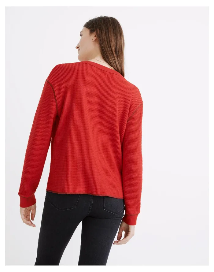 Women Waffle Split Neck Crop Tee Pomegranate Seed Madewell Tees Women Waffle Split Neck Crop Tee Pomegranate Seed Madewell Tees