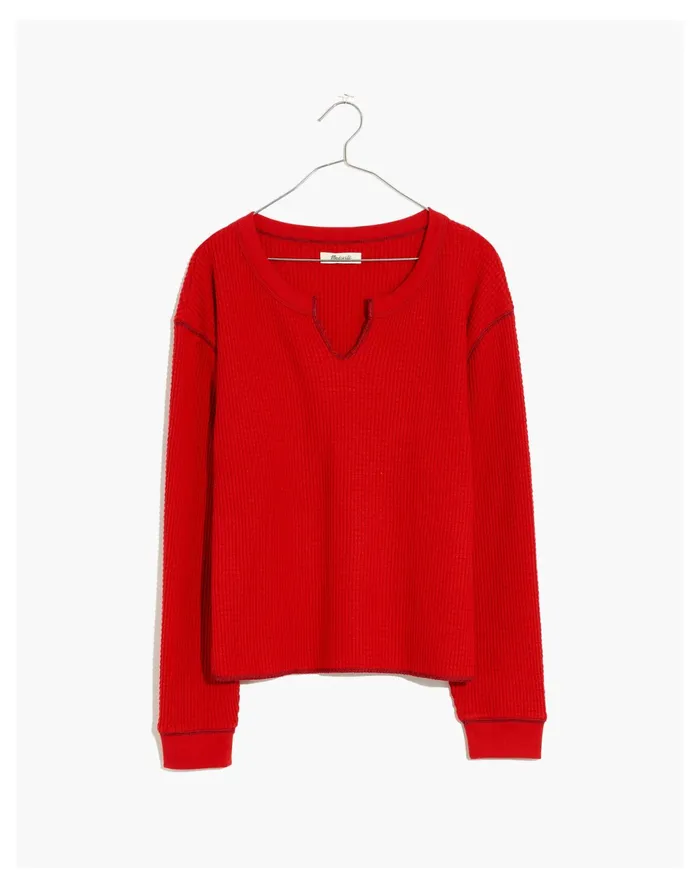 Women Waffle Split Neck Crop Tee Pomegranate Seed Madewell Tees Women Waffle Split Neck Crop Tee Pomegranate Seed Madewell Tees