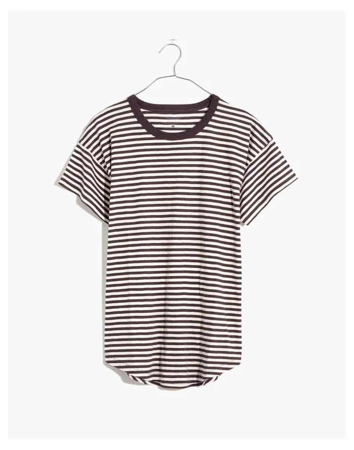 Women Whisper Cotton Rib Crewneck Tee In Damien Stripe Coal Madewell Tees Women Whisper Cotton Rib Crewneck Tee In Damien Stripe Coal Madewell Tees