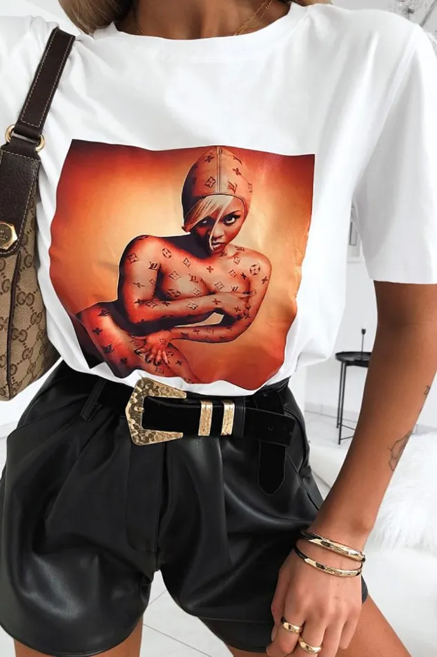 Women White 034Lil Kim034 TShirt White Brentiny Paris TShirts