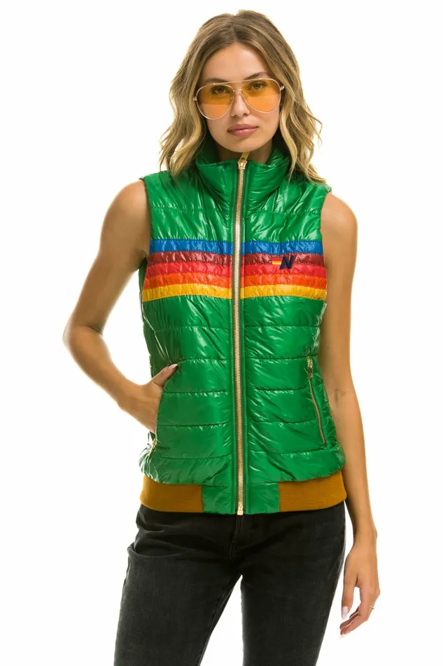 Women WOMEN039S 5 STRIPE VEST 8211 GLOSSY AMAZON Aviator Nation Outerwear