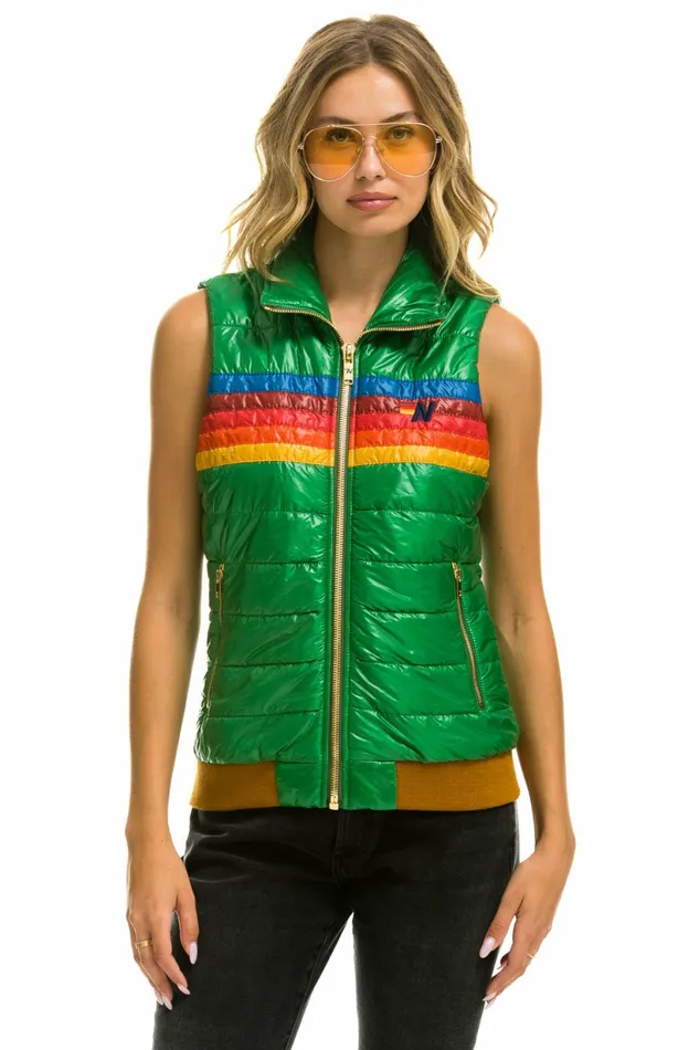 Women WOMEN039S 5 STRIPE VEST 8211 GLOSSY AMAZON Aviator Nation Outerwear Women WOMEN039S 5 STRIPE VEST 8211 GLOSSY AMAZON Aviator Nation Outerwear