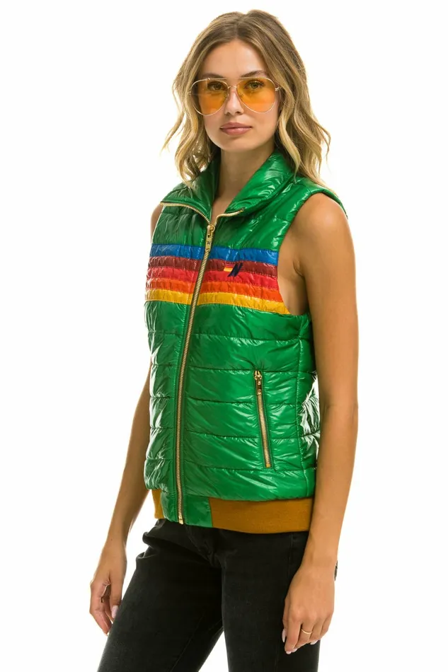 Women WOMEN039S 5 STRIPE VEST 8211 GLOSSY AMAZON Aviator Nation Outerwear Women WOMEN039S 5 STRIPE VEST 8211 GLOSSY AMAZON Aviator Nation Outerwear