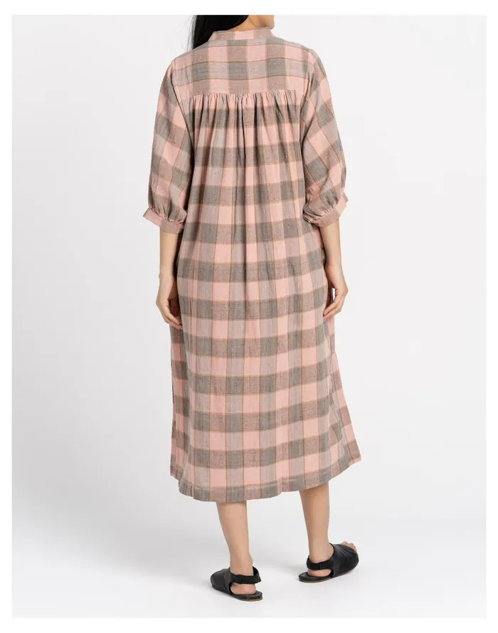 Women World Of Crow Plaid Organic Cotton Gathered Midi Dress Pink Madewell Dresses Women World Of Crow Plaid Organic Cotton Gathered Midi Dress Pink Madewell Dresses