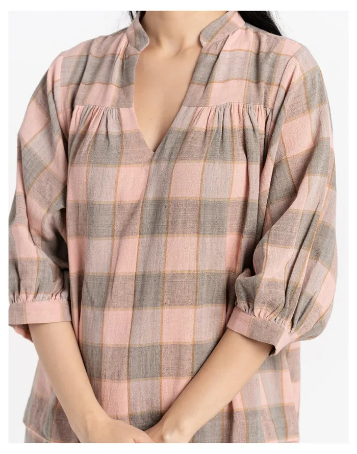 Women World Of Crow Plaid Organic Cotton Gathered Midi Dress Pink Madewell Dresses Women World Of Crow Plaid Organic Cotton Gathered Midi Dress Pink Madewell Dresses