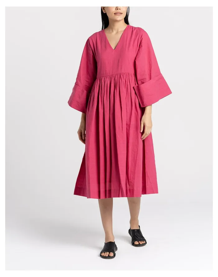 Women World Of Crow Rose Gathered Midi Dress Pink Madewell Dresses