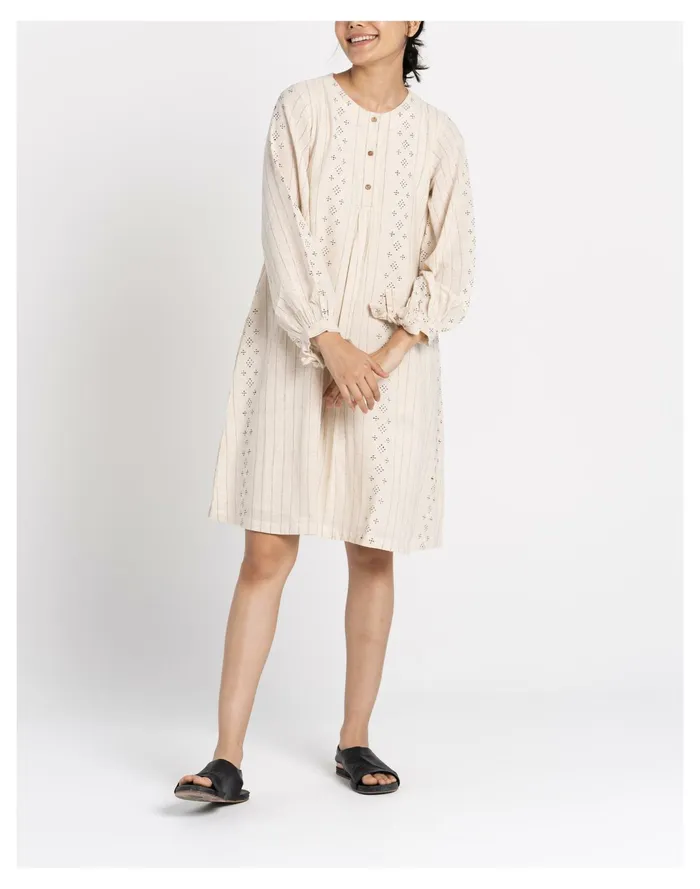 Women World Of Crow Stripes And Dots Dress Off White Madewell Dresses