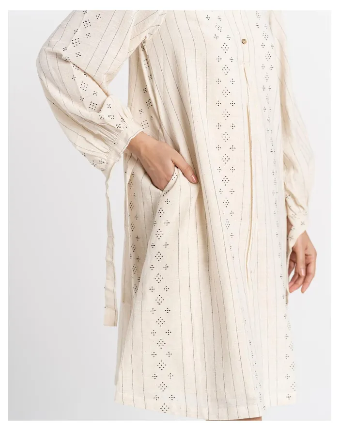 Women World Of Crow Stripes And Dots Dress Off White Madewell Dresses Women World Of Crow Stripes And Dots Dress Off White Madewell Dresses