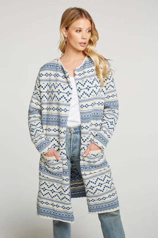 Womens Chaser Brand Cotton Blend Open Front Duster with Pockets Outerwear
