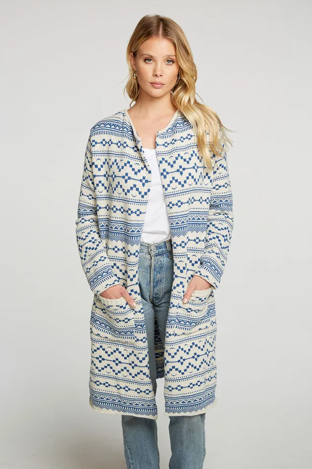 Womens Chaser Brand Cotton Blend Open Front Duster with Pockets Outerwear
