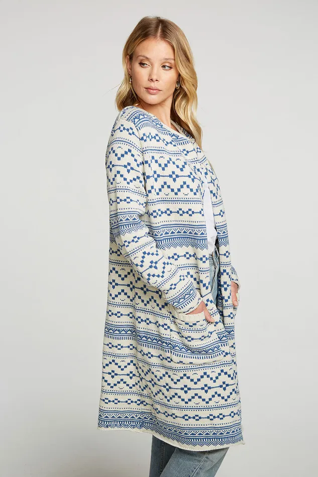 Womens Chaser Brand Cotton Blend Open Front Duster with Pockets Outerwear