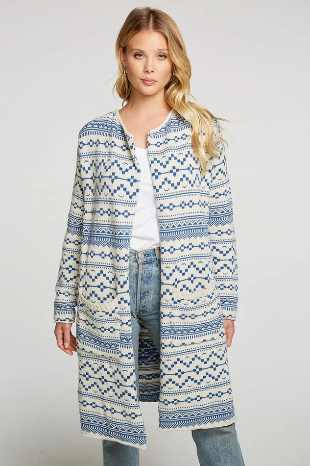 Womens Chaser Brand Cotton Blend Open Front Duster with Pockets Outerwear