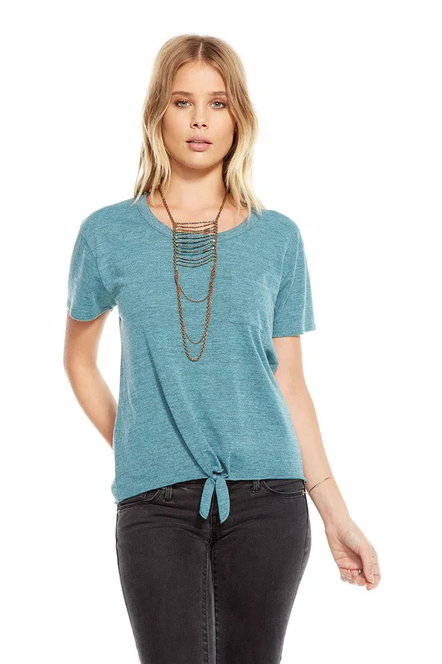 Womens Chaser Brand TRIBLEND TIE FRONT TEE W POCKET Loungewear