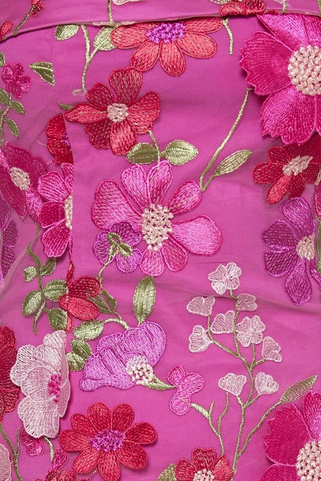 Wren Mini Dress 8211 Strapless Bodycon Garden Flowers Dress In Magenta Women Showpo Dresses