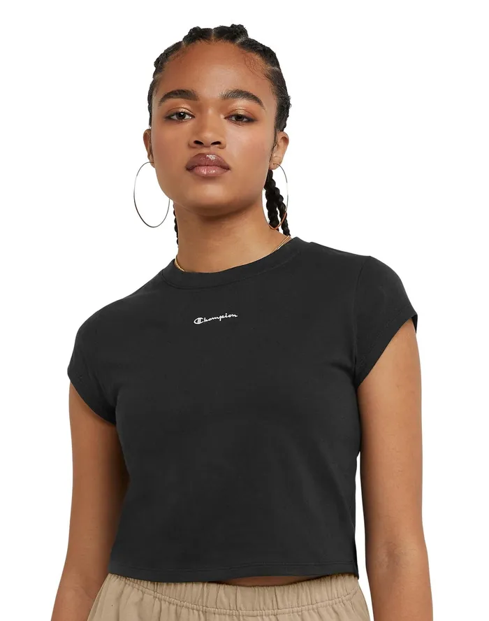 Y2K TShirt Classic Script Black Women Champion TShirts and Tops