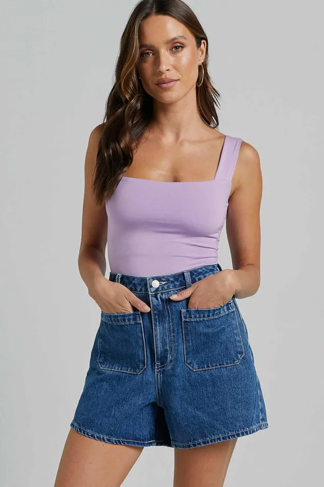 Yeena Shorts 8211 Denim High Waisted In Mid Blue Wash Women Showpo Conscious