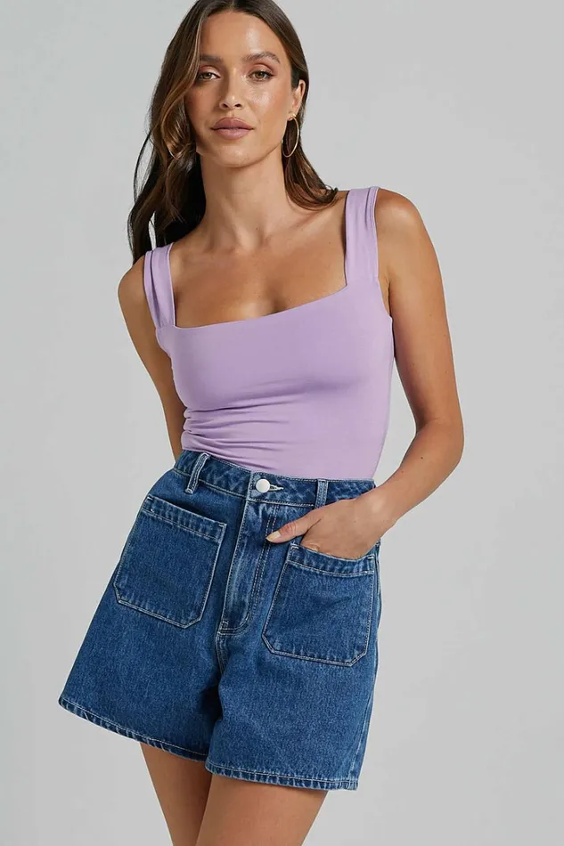 Yeena Shorts 8211 Denim High Waisted In Mid Blue Wash Women Showpo Conscious