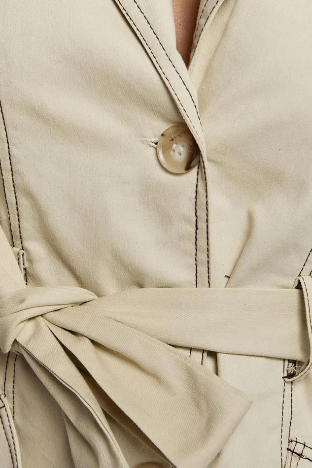Yelena Midi Dress 8211 Button Up Collared Belted Long Sleeve Dress In Natural Women Showpo Dresses