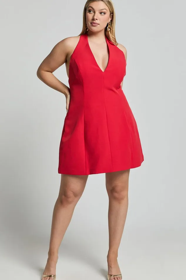 Yelena Mini Dress 8211 Halter Neck Bow Detail Mini Dress In Red Women Showpo Curve Clothes