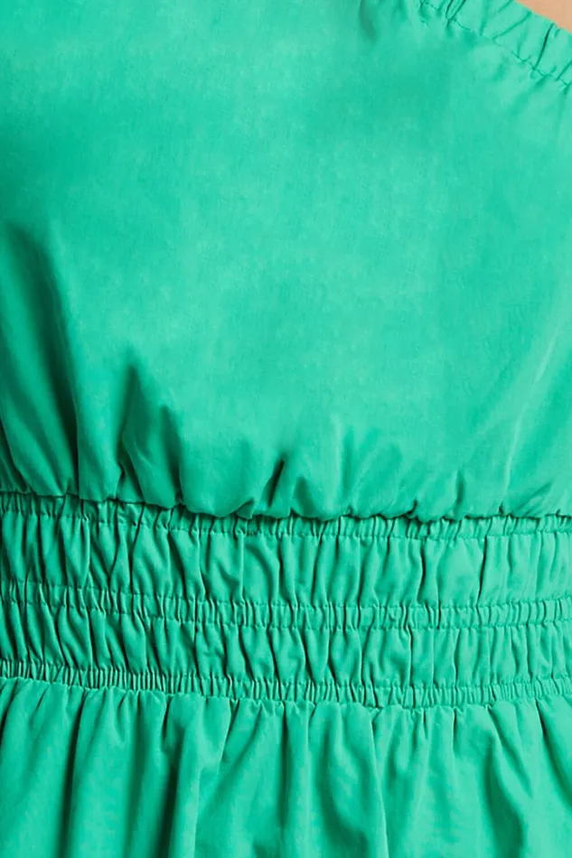 Yulia Midi Dress 8211 One Shoulder Shirred Waist Dress In Green Women Showpo Dresses