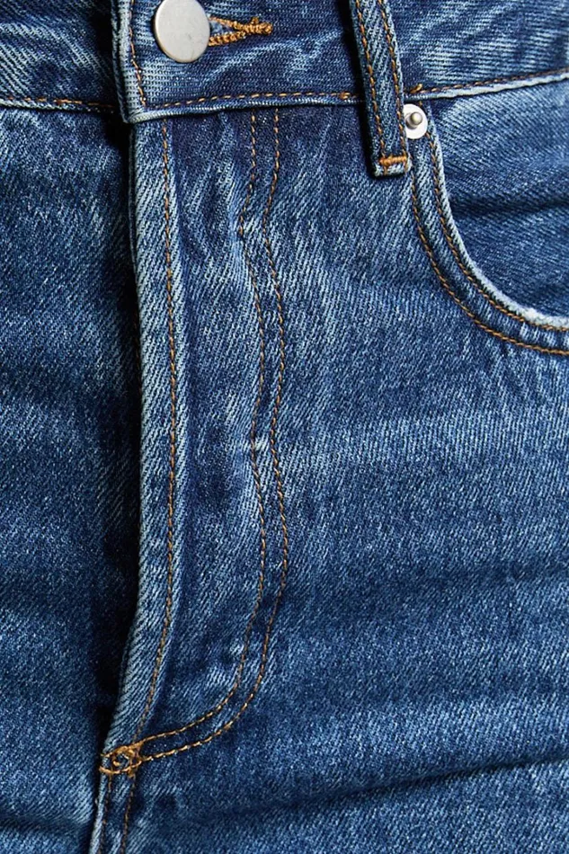 Zelrio Jeans 8211 High Waisted Recycled Cotton Cropped Denim Jeans In Dark Blue Wash Women Showpo Jeans